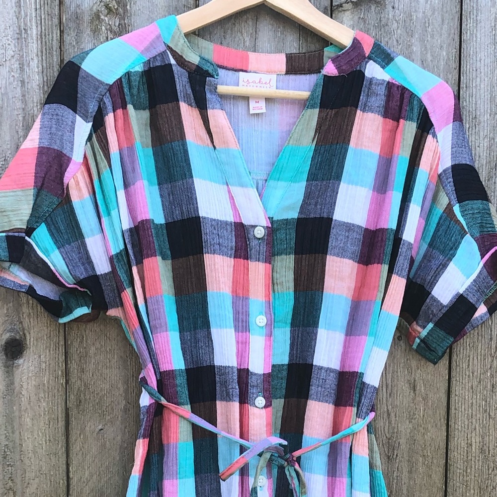 Colorful Maternity Dress with Tie NWT